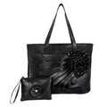 Parinda 11065 JUNE (Black) Faux Leather Large Tote with Wristlet